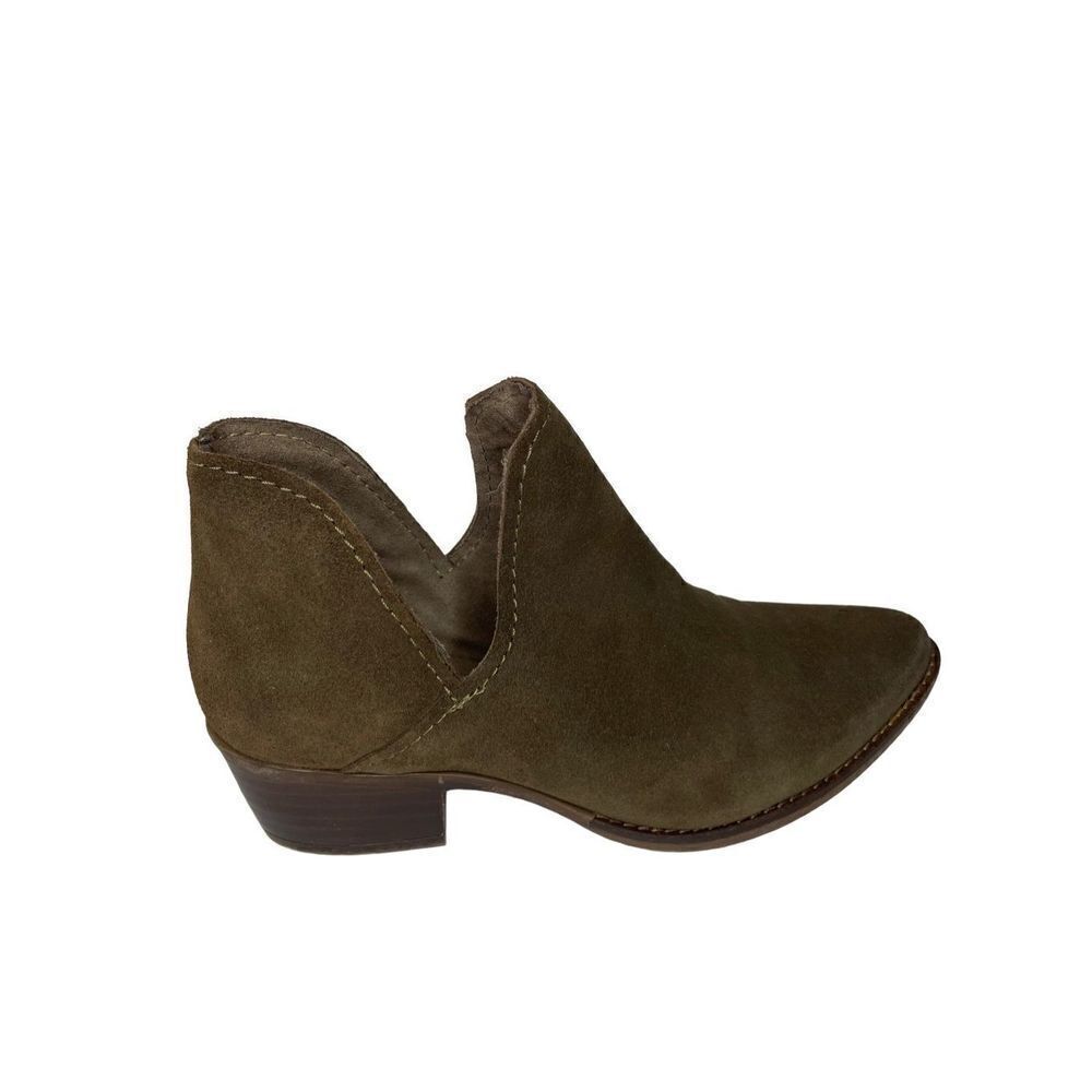 Steve Madden Austin Booties Womens 6.5 Olive Green Good Suede V-Cut Ankle Boots